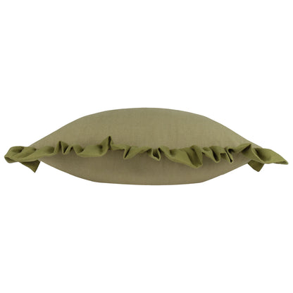 Effie 100% Cotton Ruffle Cushion - Sage Green