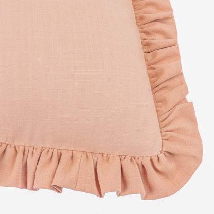 Effie 100% Cotton Ruffle Cushion - Vintage Blush Rose