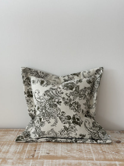Eve Olive Floral Print Cushion