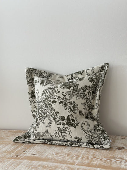 Eve Olive Floral Print Cushion