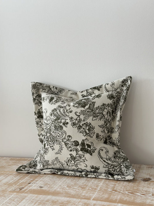 Eve Olive Floral Print Cushion