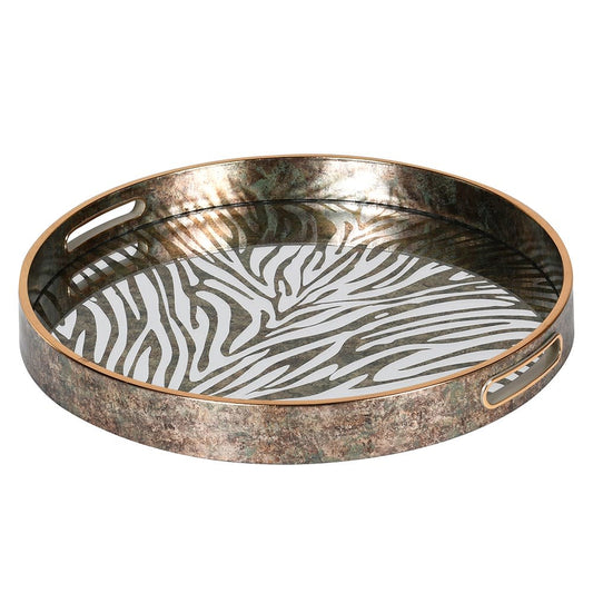 Zebra Print Mirrored Tray