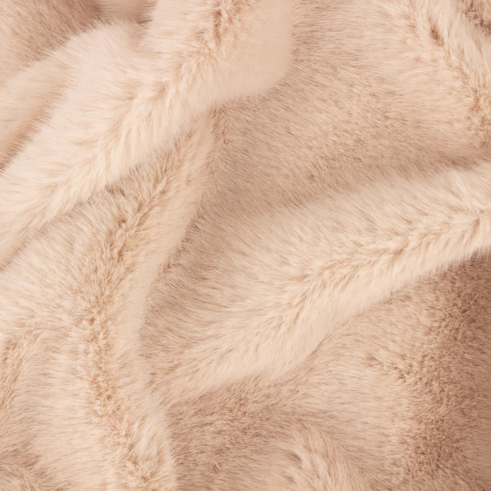 Faux Fur & Velvet Throw in Brulee