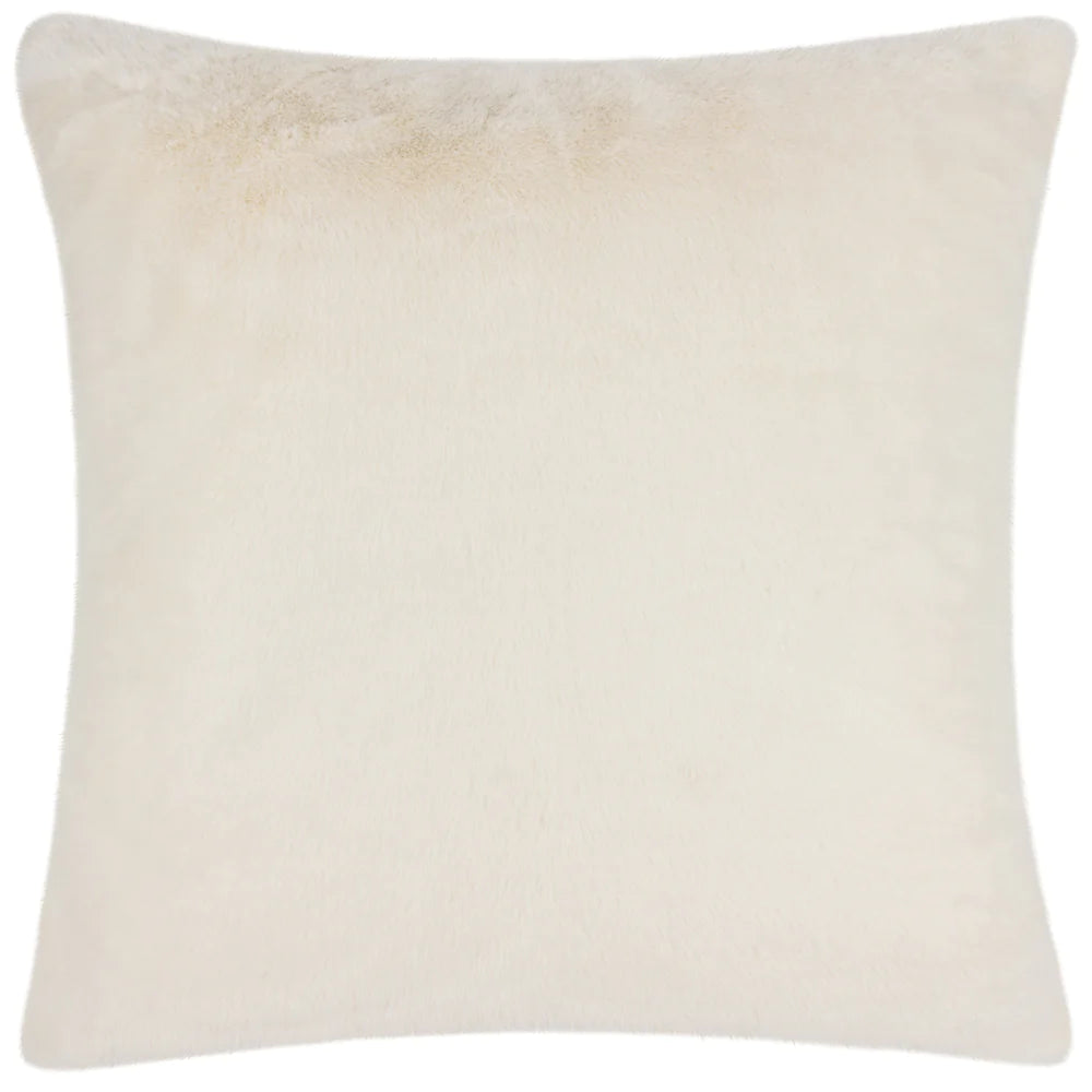 Faux Fur Velvet Cushion in Ecru