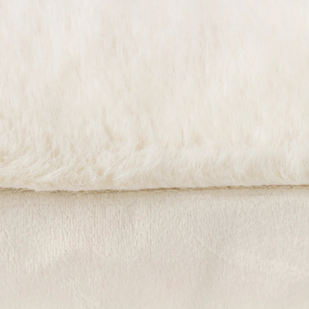 Faux Fur Velvet Cushion in Ecru