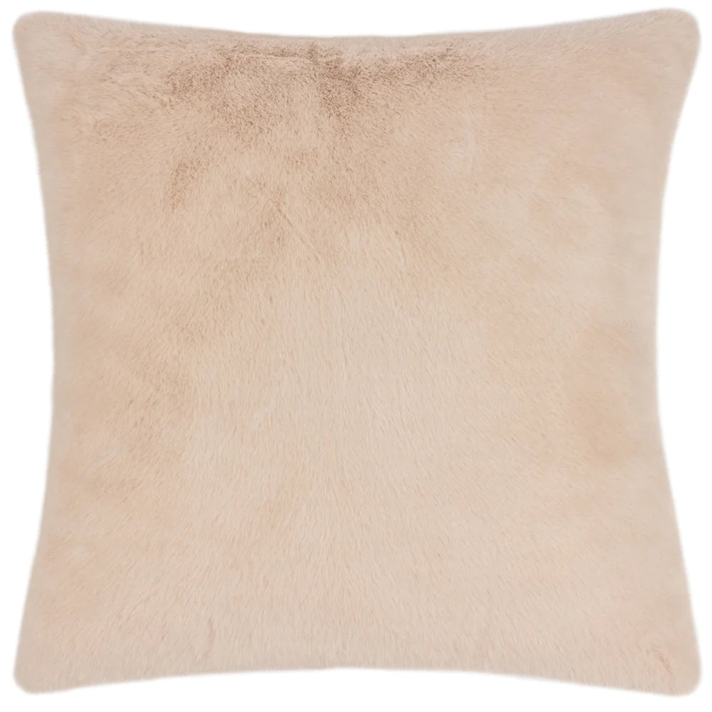 Faux Fur & Velvet Cushion in Brulee