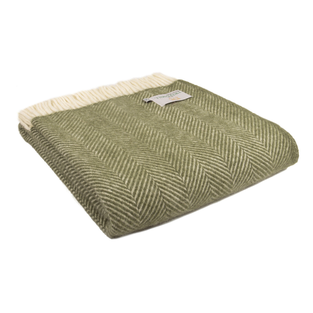 Tweedmill Fishbone Pure New Wool Throw Olive
