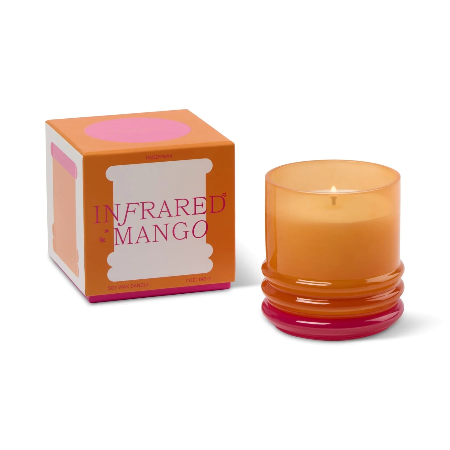 Stack Glass Candle Orange and Hot Pink - Infrared Mango