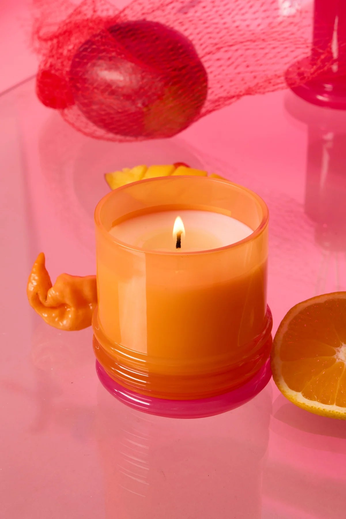 Stack Glass Candle Orange and Hot Pink - Infrared Mango