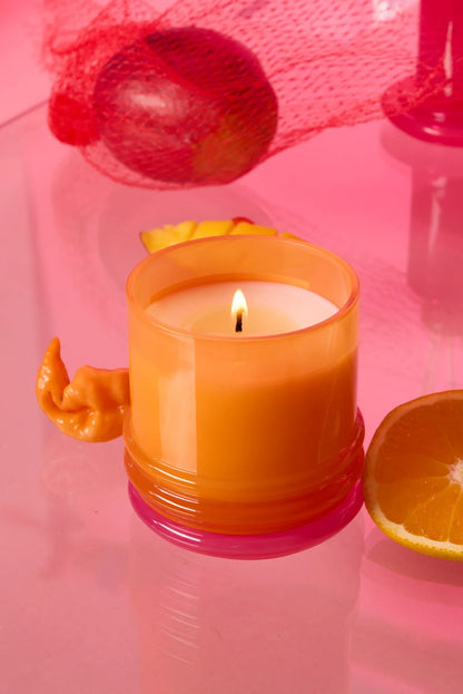 Stack Glass Candle Orange and Hot Pink - Infrared Mango
