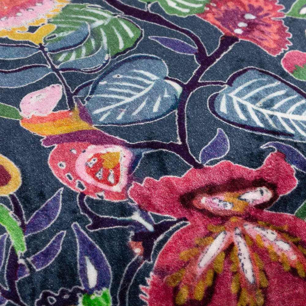Glorine Floral Cushion Multicolour Velvet
