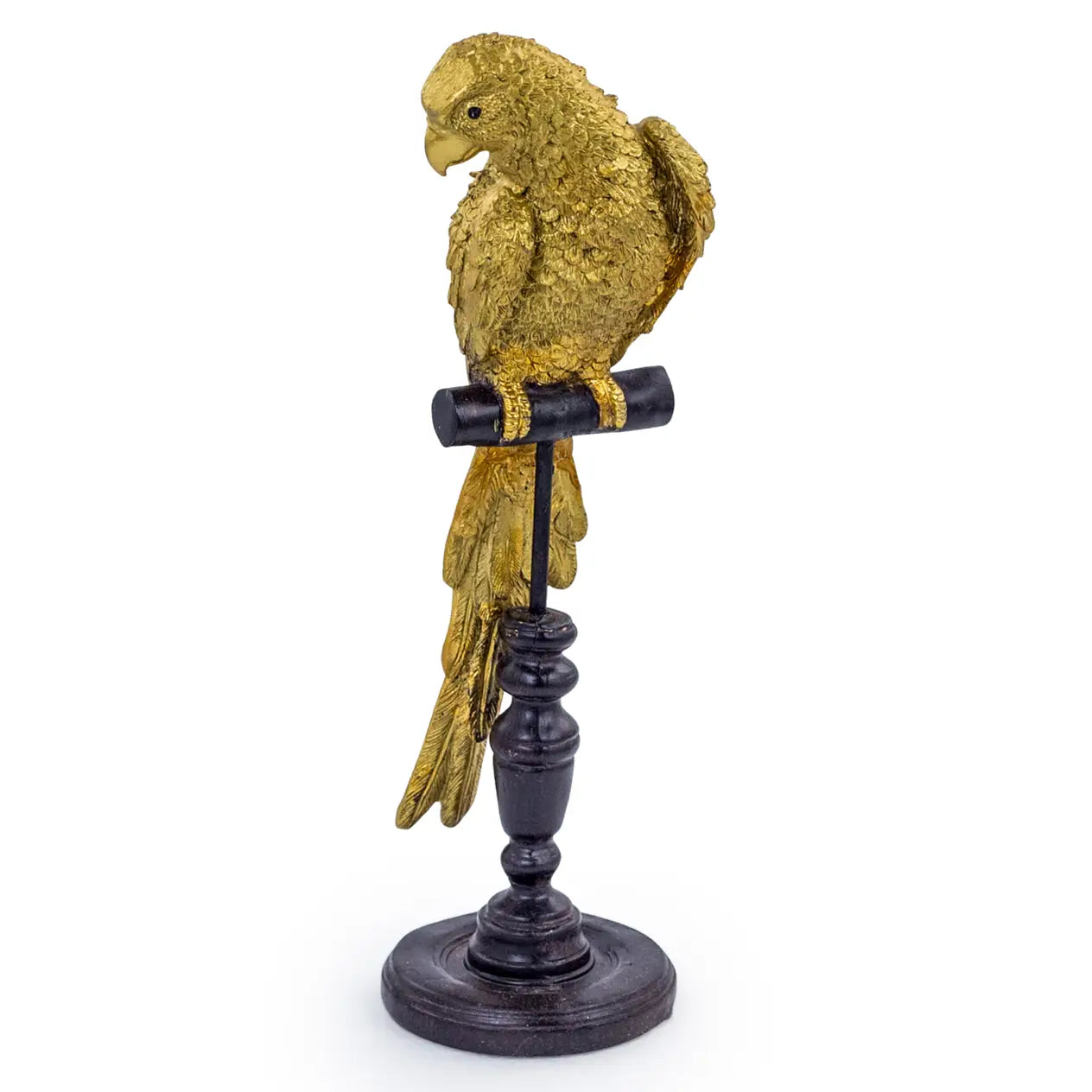 Gold Parrot On Perch Figure
