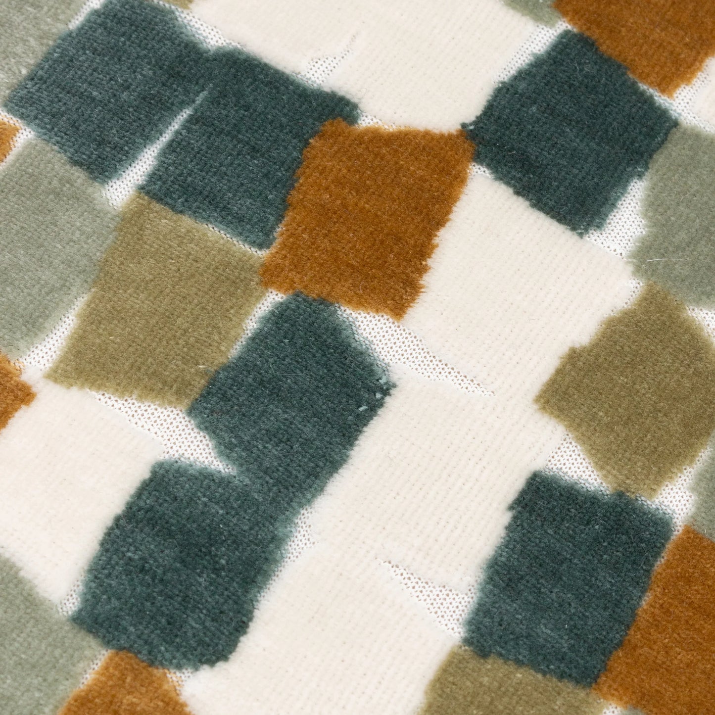 Green Metro Blocks Velvet Jacquard Cushion