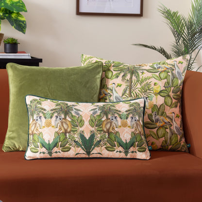 Green & Peach Tropical Jungle Cushion