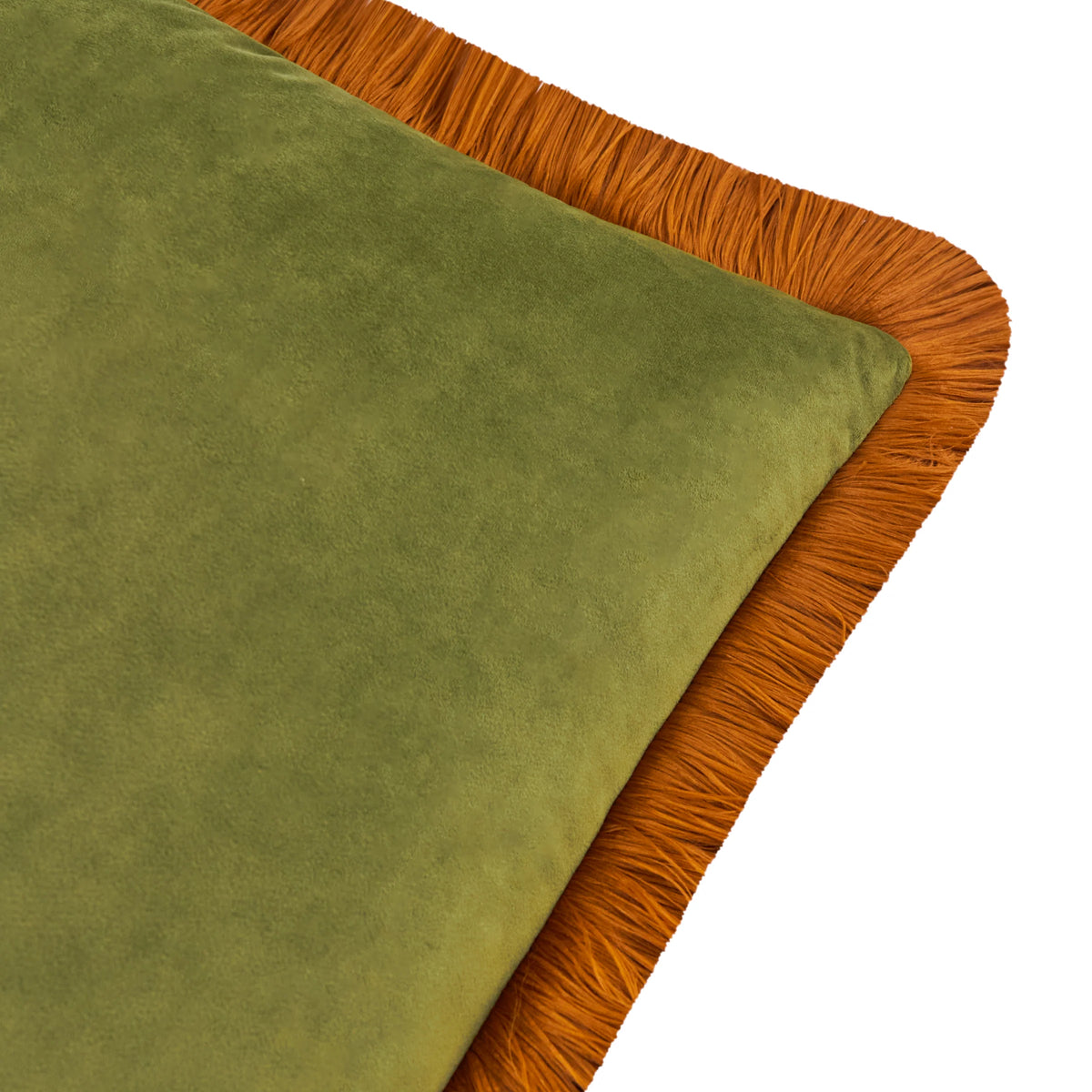 Halo Fringed Velvet Cushion - Olive & Ginger