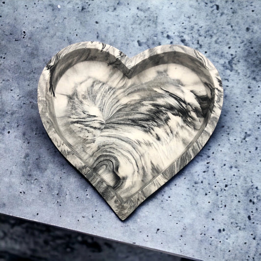 Grey Marble Heart Dish