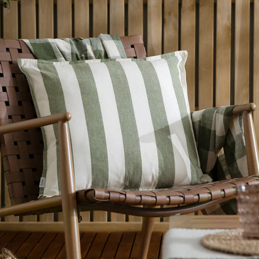 Hayle Cotton Stripe Outdoor Cushion - Moss