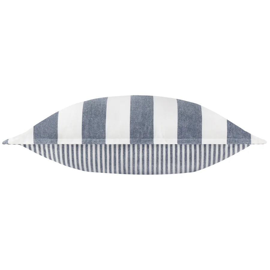 Hayle Cotton Stripe Outdoor Cushion - Navy