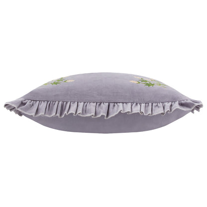 Hettie Embroidered Velvet Cushion - Lilac
