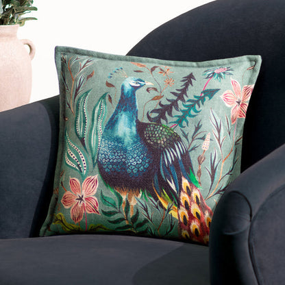 Holland Park Peacock Cushion in Teal