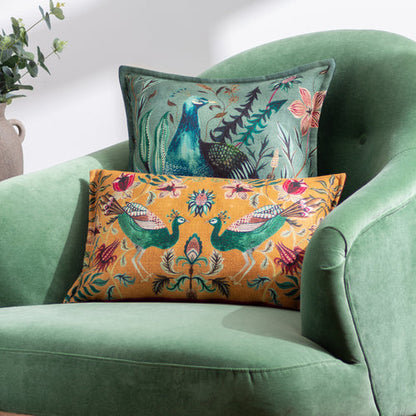 Holland Park Peacock Cushion in Teal