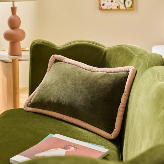 Huxley Cotton Velvet Cushion – Olive