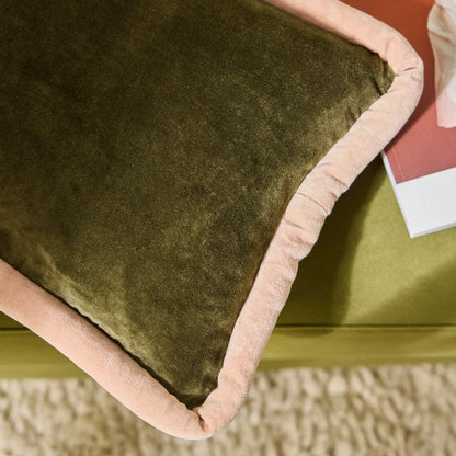 Huxley Cotton Velvet Cushion – Olive