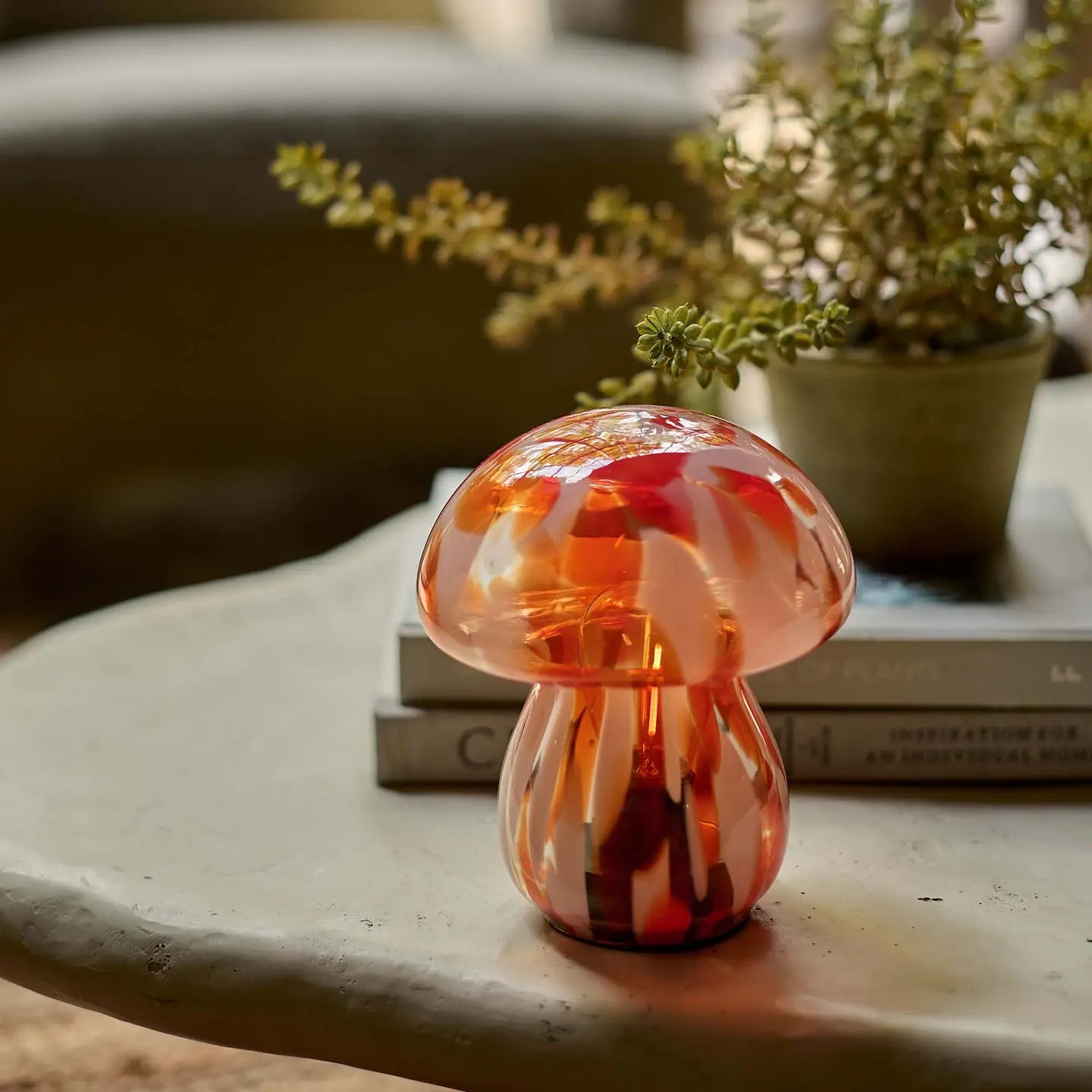 Abigail Ahern Mushroom Cordless Led Lamp - Coral