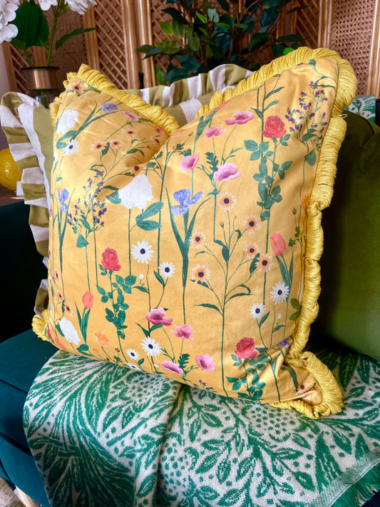 Fleura Floral Cushion - Yellow