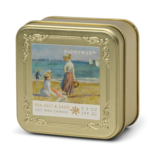 Renoir 'Figures on the Beach'   Impressionist Tin Candle - Sea Salt & Sage