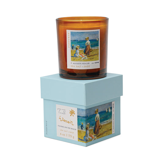 Renoir 'Figures on the Beach'   Impressionist Glass Candle - Sea Salt & Sage