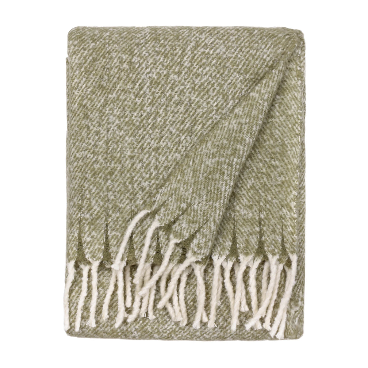 Isla Woven Tasselled Throw - Green