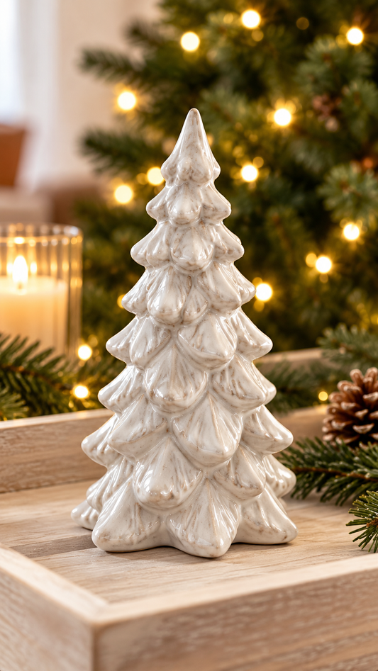 Ivory Ceramic Christmas Tree Decoration