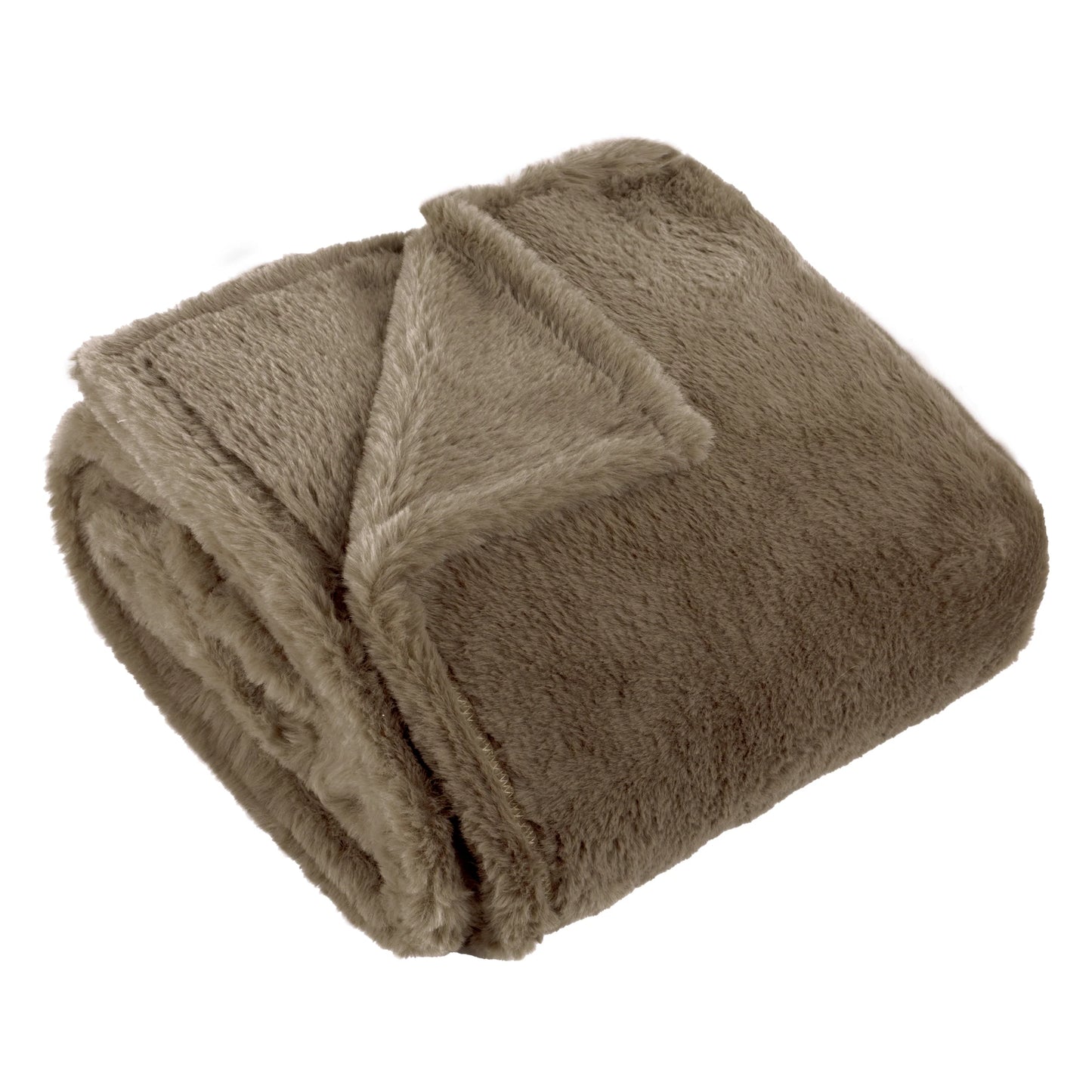Double Sided Faux-Fur Throw - Mocha