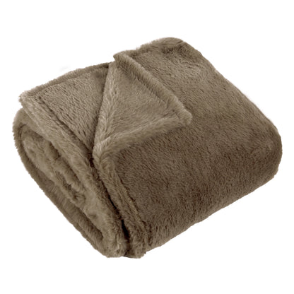 Double Sided Faux-Fur Throw - Mocha