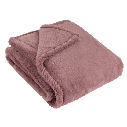 Double Sided Faux-Fur Throw Mulberry