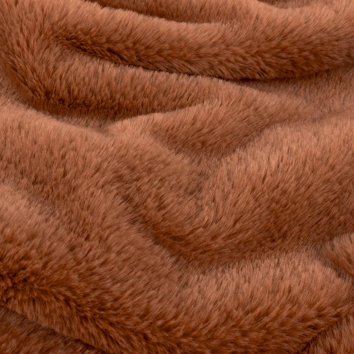 Double Sided Faux-Fur Throw Burnt Orange