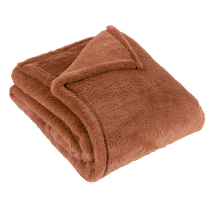 Double Sided Faux-Fur Throw Burnt Orange