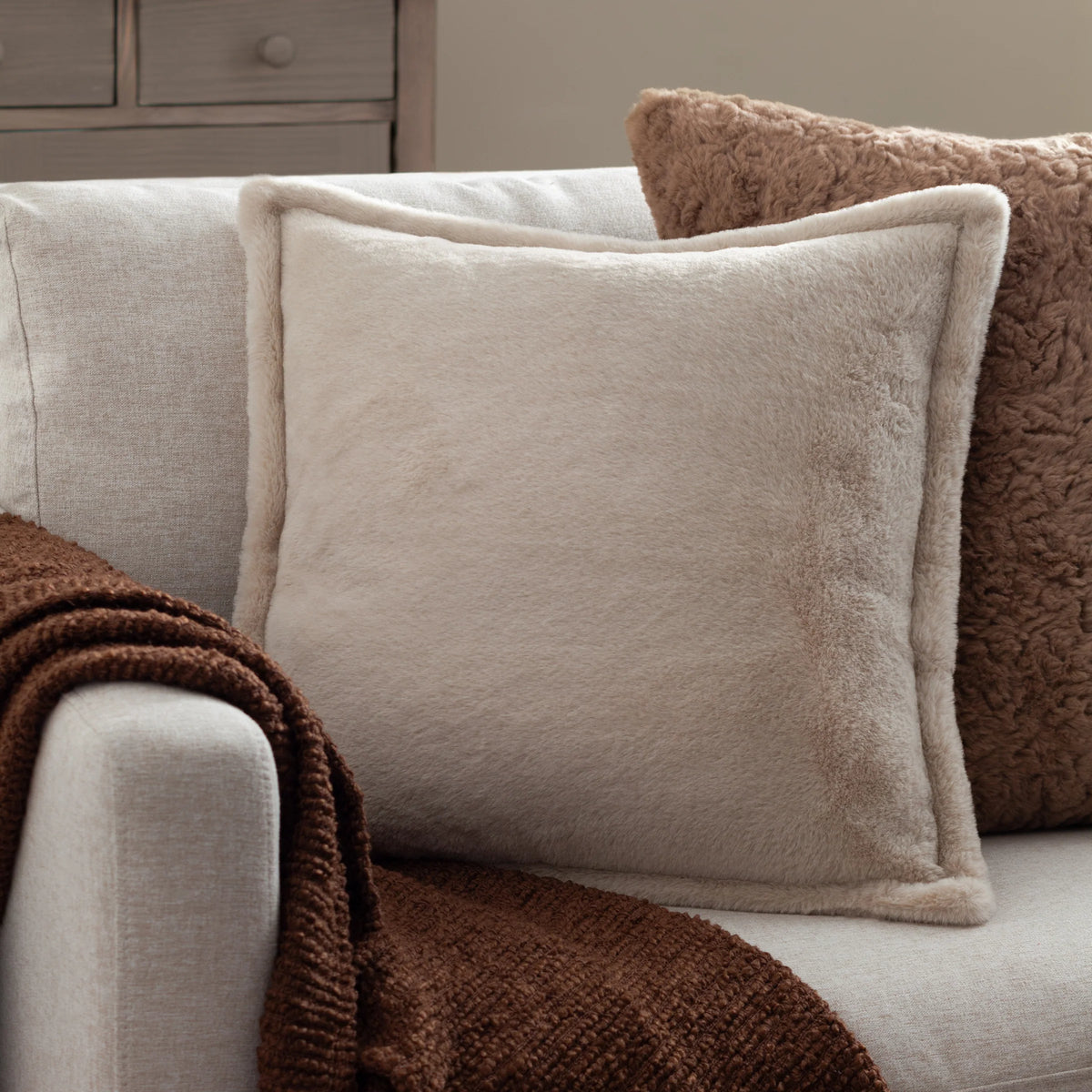 Kallu Faux Fur Cushion – Natural