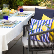 Lemons and Stripes Outdoor Cushion - Blue