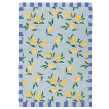 Lemons Printed Indoor/Outdoor Outdoor Rug - Blue