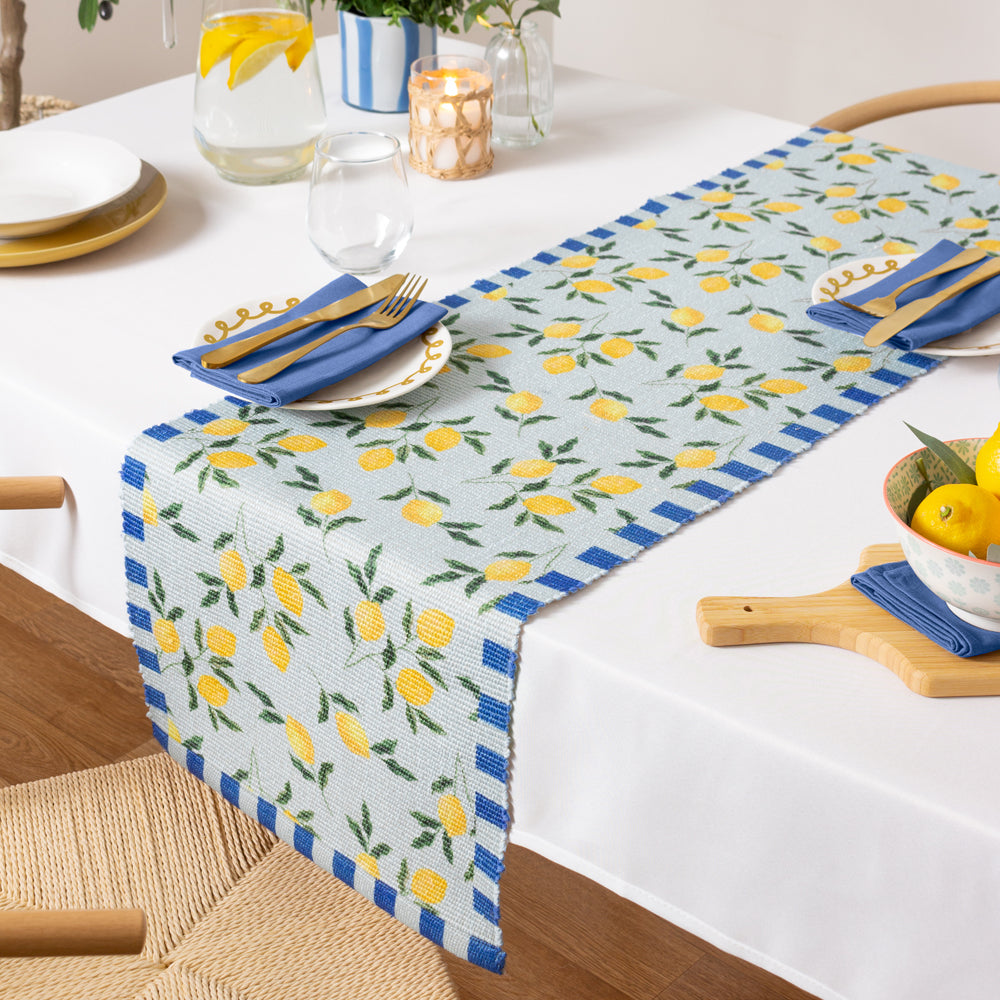 Lemons Outdoor Table Runner - Blue