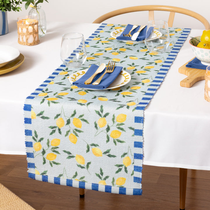 Lemons Outdoor Table Runner - Blue