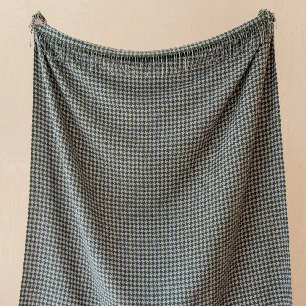 TBCo Lambswool Blanket in Olive Houndstooth