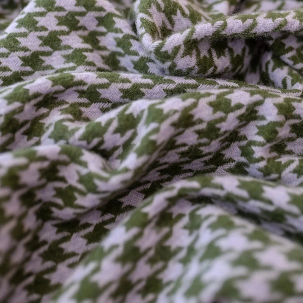 TBCo Lambswool Blanket in Olive Houndstooth