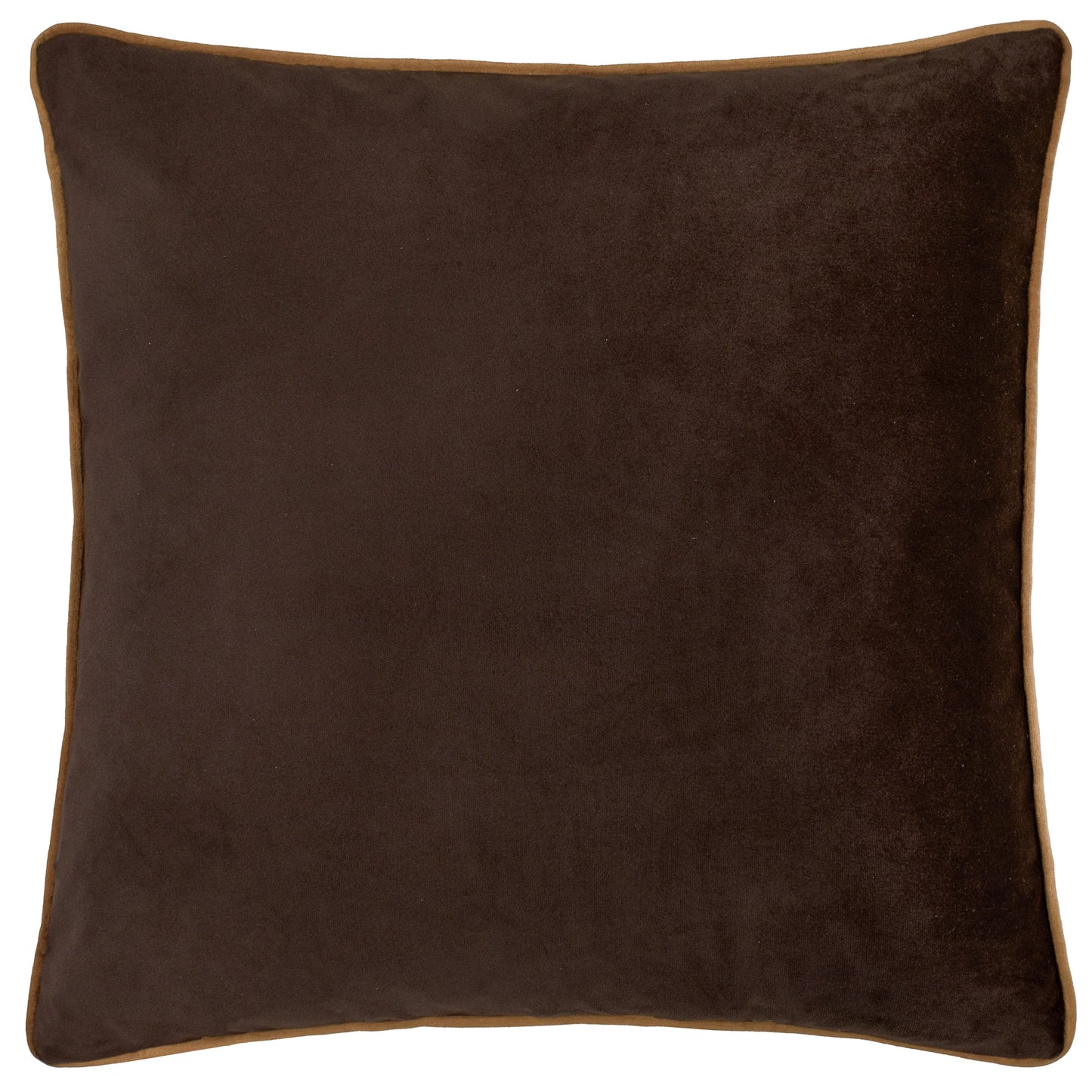 Large Piped Velvet Cushion –  Chocolate with Caramel Trim