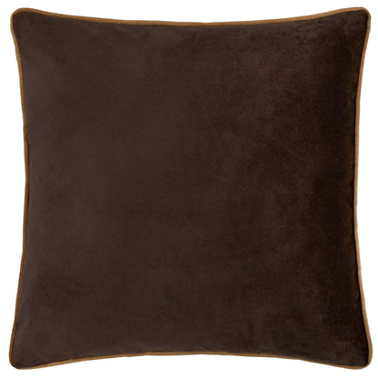 Large Piped Velvet Cushion –  Chocolate with Caramel Trim