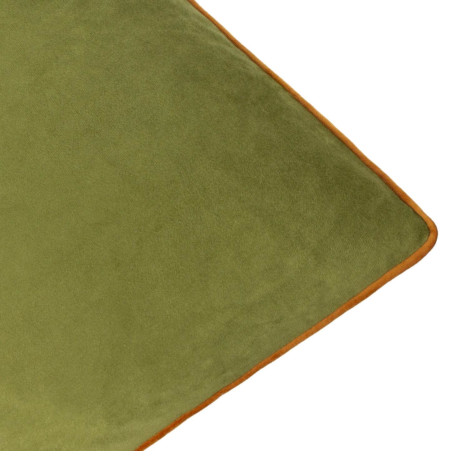 Large Piped Velvet Cushion –  Olive with Ginger Trim