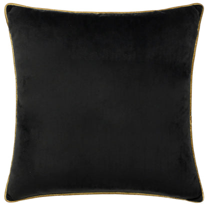 Large Piped Velvet Cushion in Black & Gold