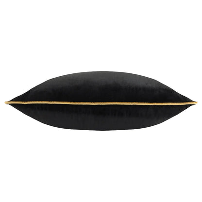 Large Piped Velvet Cushion in Black & Gold